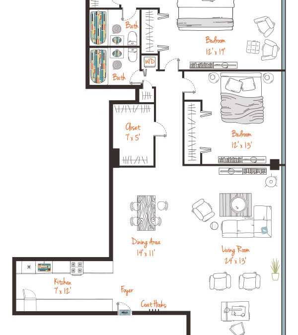 Two Bedroom, Two Bath (C2p)